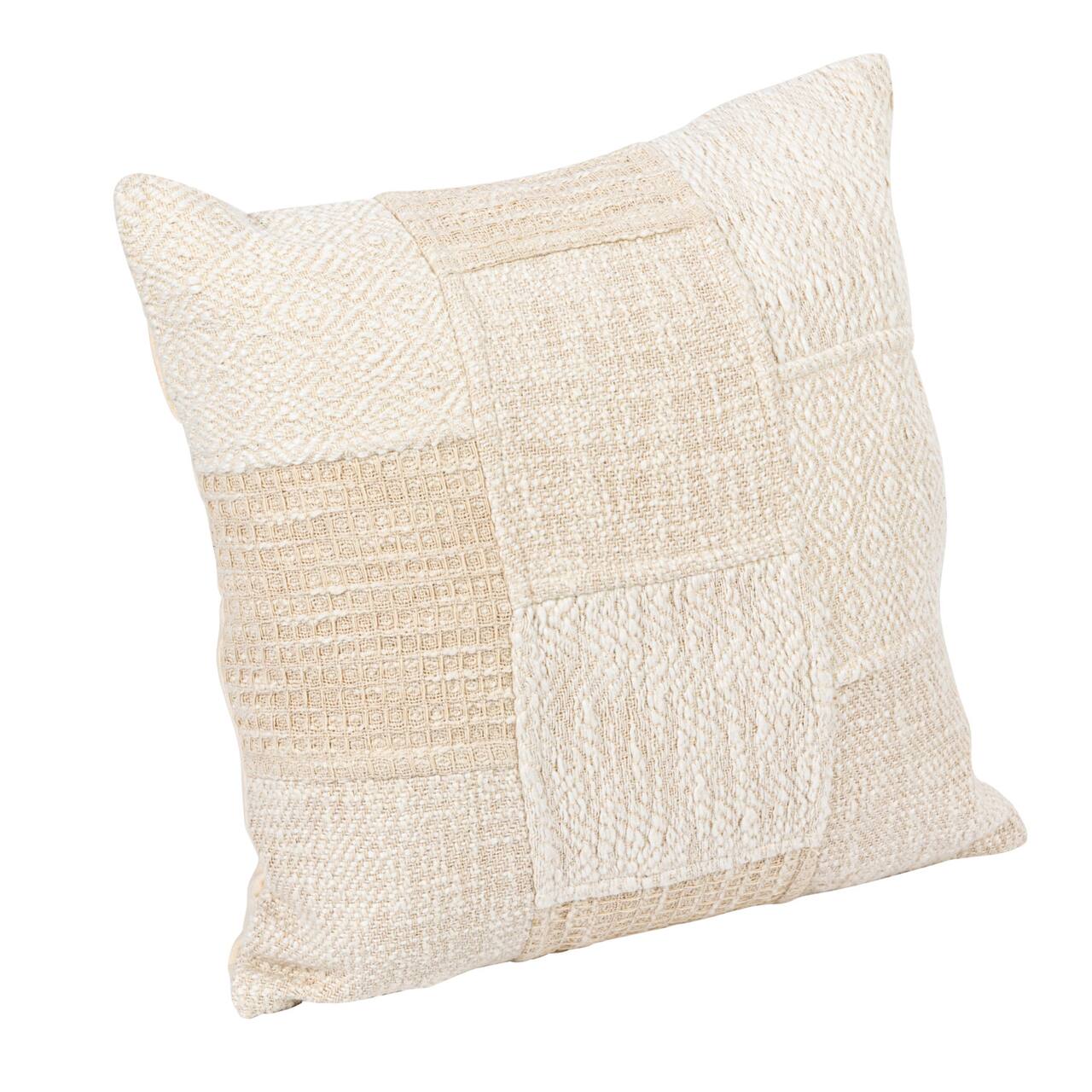 Hello Honey® Cream & Natural Cotton Patchwork Pillow